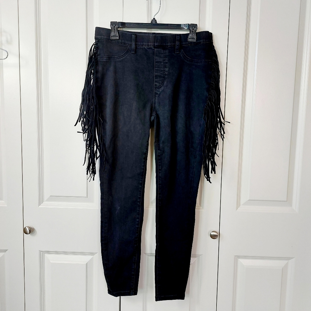 Grey/Black Western Fringe Jeans Skinny Fit Judy Blue 11/30 #JB88497 Cowgirl - Picture 2 of 9